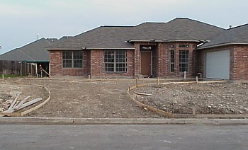 The forms for the concrete driveway have been set.